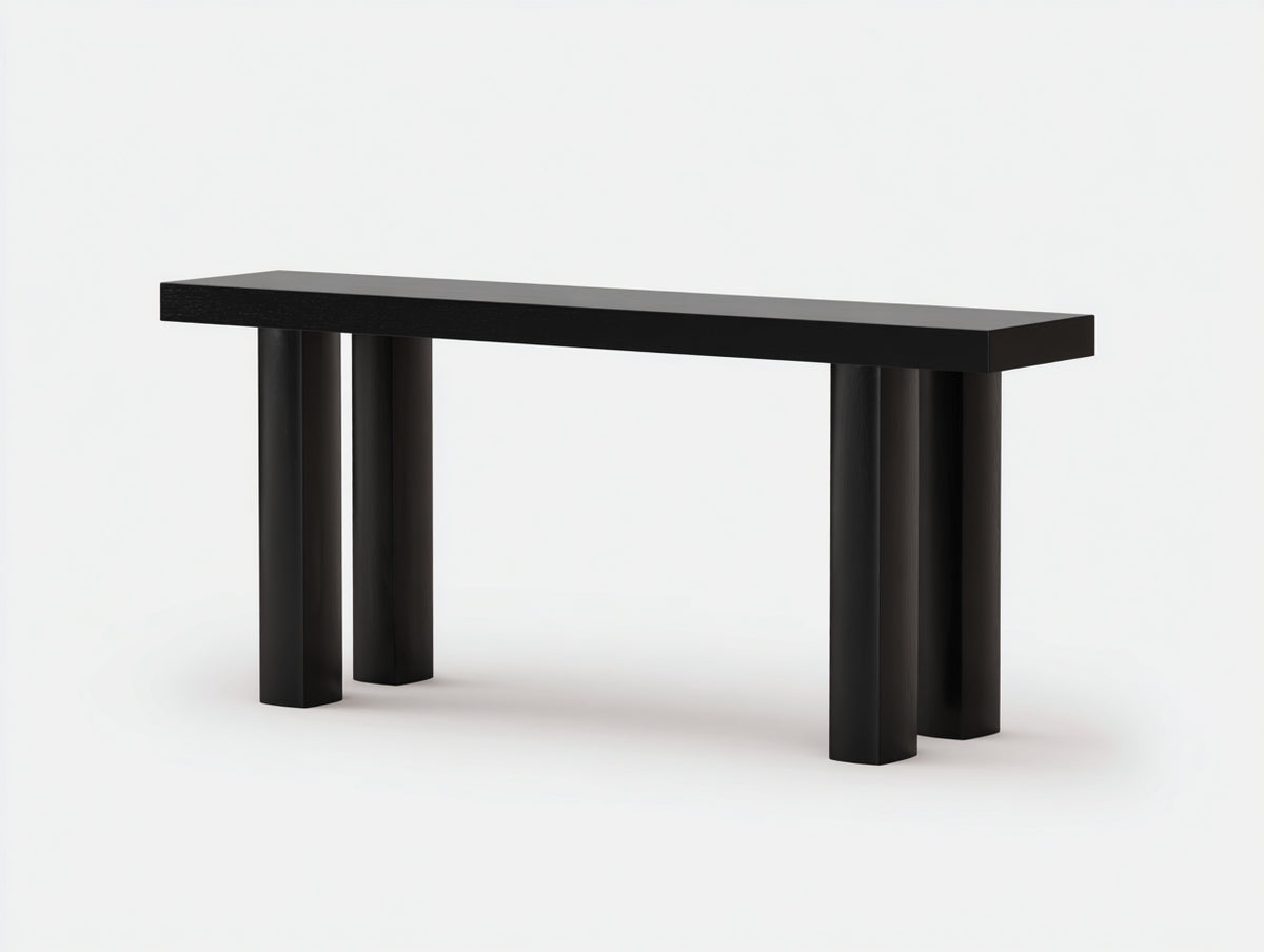 Estante consola 120×35×78 cm – madera negra – diseño geométrico para sala de estar