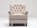 Sillón tapizado de tejido 78×86×98 cm - beige y negro - respaldo capitoné de estilo clásico
