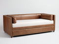 Sofá cama diván 205×98×86 cm – marrón caramelo/blanco – estructura tapizada con sistema nido