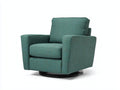Sillón giratorio tapizado en tejido 86×88×92 cm - verde azulado/negro - brazos rectos y base circular
