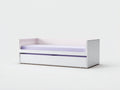 Sofá Cama individual con base inferior extraíble 203×96×80 cm - blanco/lila - para dormitorio compacto