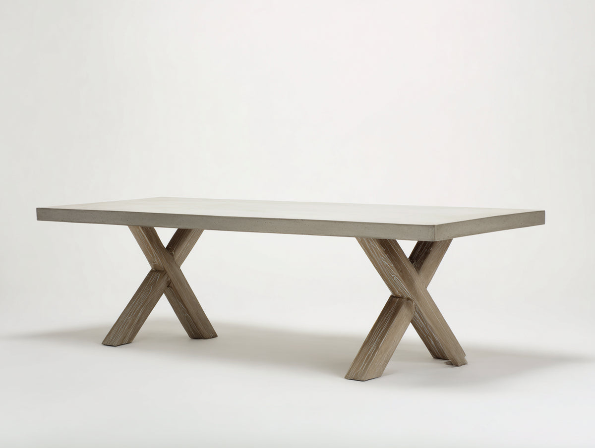 Estante consola efecto piedra 175×45×78 cm - beige/marrón - patas cruzadas con acabado madera