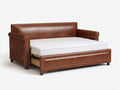 Sofá cama nido tapizado efecto cuero 216×104×91 cm - marrón/blanco - cama extraíble con acabado clásico para dormitorio