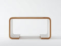 Estante consola de madera laminada 140×40×78 cm - blanco/madera natural - diseño curvo minimalista