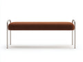 Banco tapizado 120×42×54 cm - tejido marrón/metal plateado - diseño minimalista con apoyos laterales