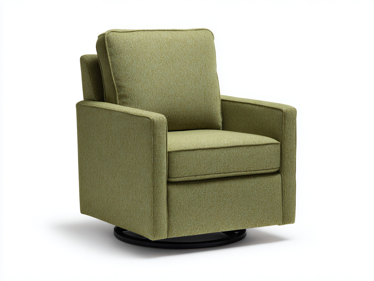 Sillón giratorio tapizado en tejido 82×86×94 cm - verde oliva/negro - respaldo alto de estilo moderno
