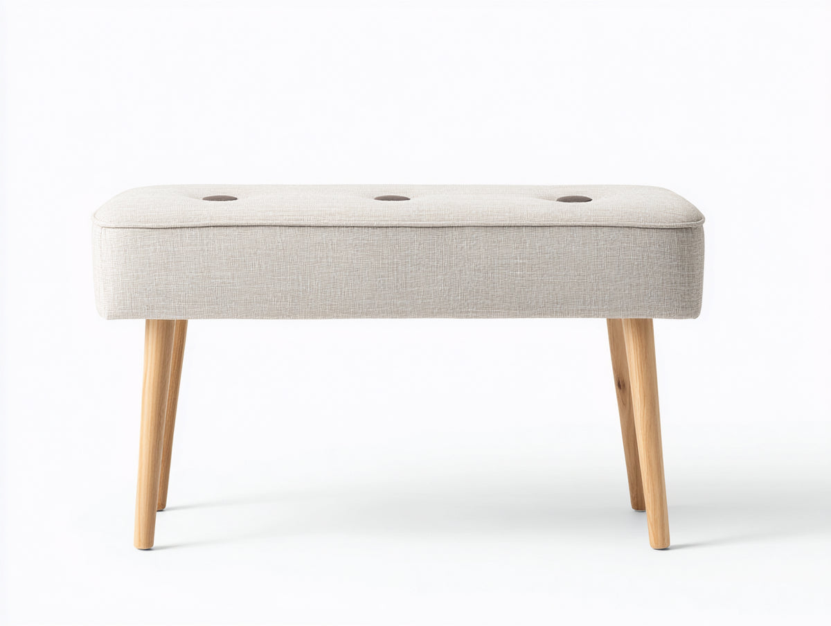 Banco acolchado 108×41×46 cm – crema/madera clara – diseño minimalista