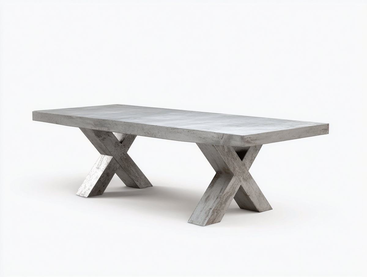 Estante consola efecto hormigón 185×62×76 cm - gris claro - diseño X para sala de estar