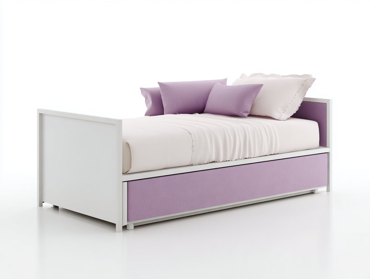 Sofá cama compacto 200×92×82 cm – blanco/lila – estructura nido para dormitorio