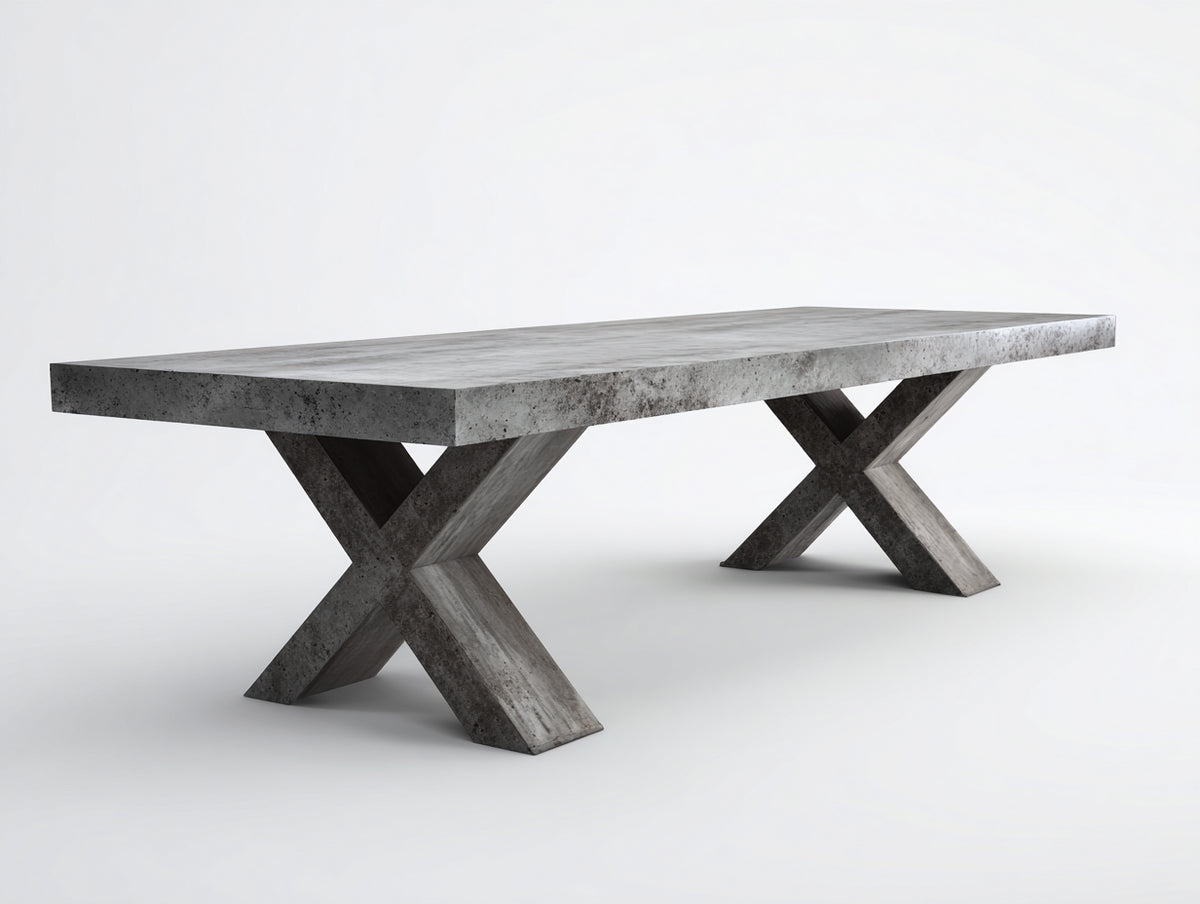 Estante consola efecto piedra 180×45×78 cm - gris/antracita - base cruzada estilo industrial