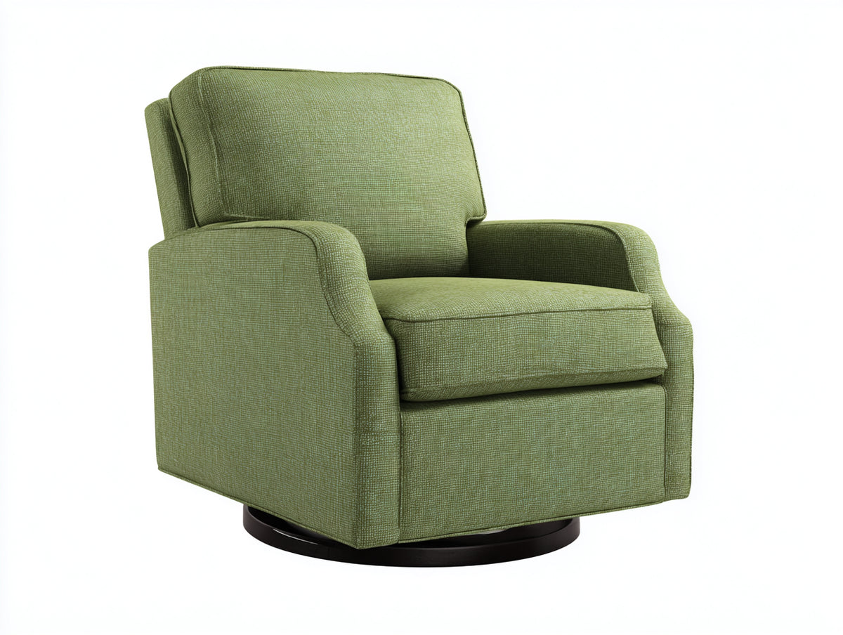 Sillón giratorio tapizado 90×92×96 cm - verde salvia/negro - asiento acolchado para dormitorio