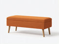 Banco de dormitorio tapizado 122×46×49 cm - naranja quemado/madera natural - arcón acolchado con tapa
