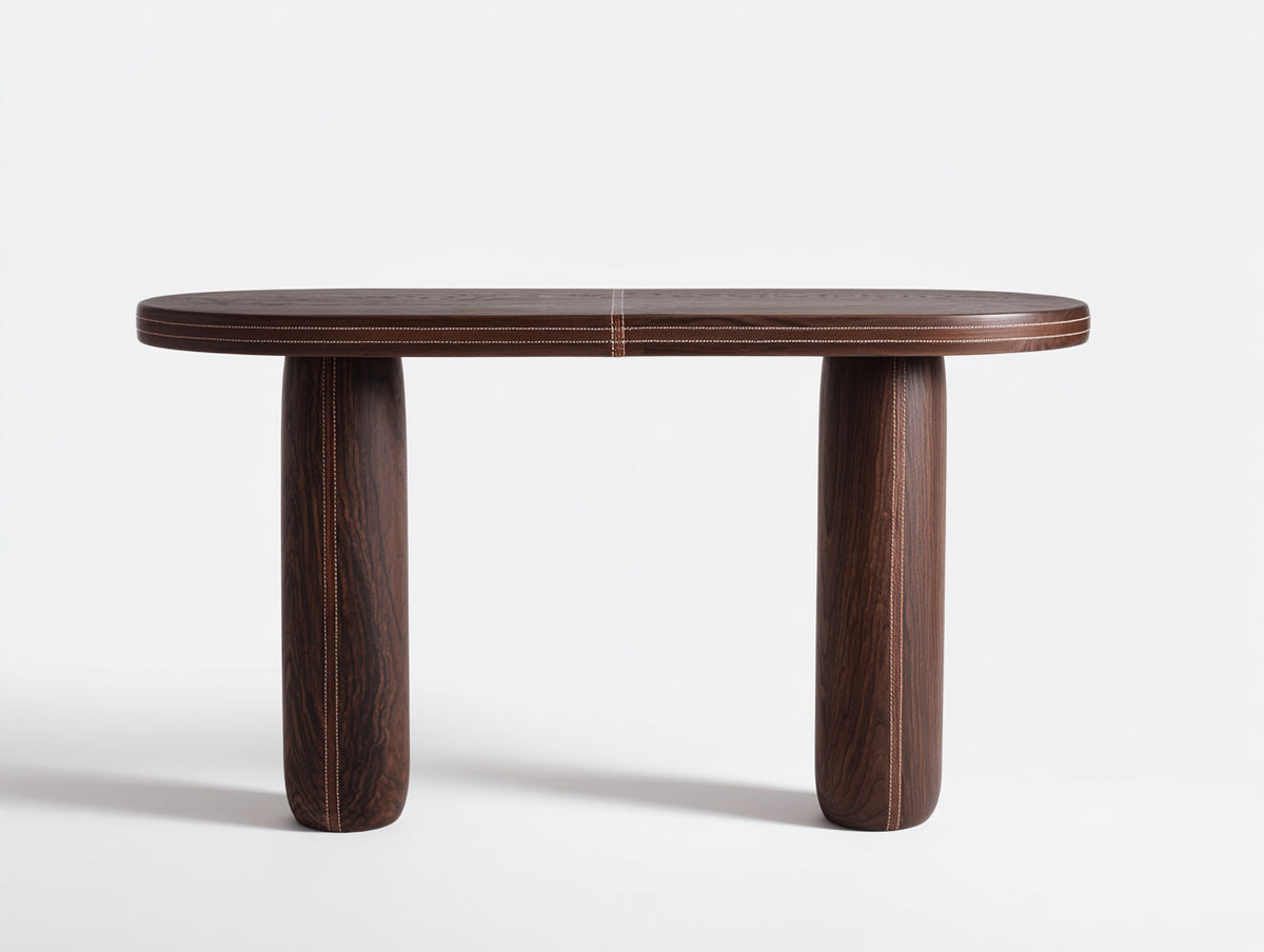 Estante consola de madera 160×40×76 cm - marrón oscuro - patas redondeadas y diseño minimalista para sala de estar