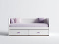 Sofá cama de madera con almacenaje 200×96×86 cm - blanco/lila - diseño funcional para dormitorio