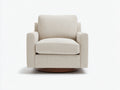 Sillón tapizado 86×88×91 cm – marfil/marrón nogal – base circular de madera