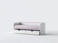 Sofá Cama individual de madera 205×97×78 cm - blanco/rosa claro - para dormitorio con cajones inferiores