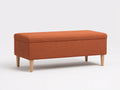 Banco arcón tapizado 120×45×48 cm - naranja/madera natural - asiento con almacenaje para dormitorio