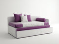 Sofá cama nido 205×96×86 cm – blanco/violeta – cama auxiliar extraíble para dormitorio