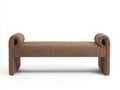 Banco acolchado de tejido jaspeado 162×50×64 cm - marrón - brazos curvos decorativos para dormitorio