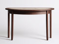 Estante consola 118×38×80 cm – madera marrón oscuro y crema – tablero ovalado para sala de estar