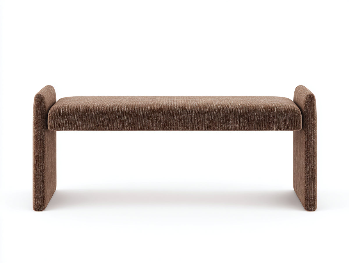 Banco tapizado de tejido texturizado 158×48×62 cm - marrón - diseño envolvente para dormitorio